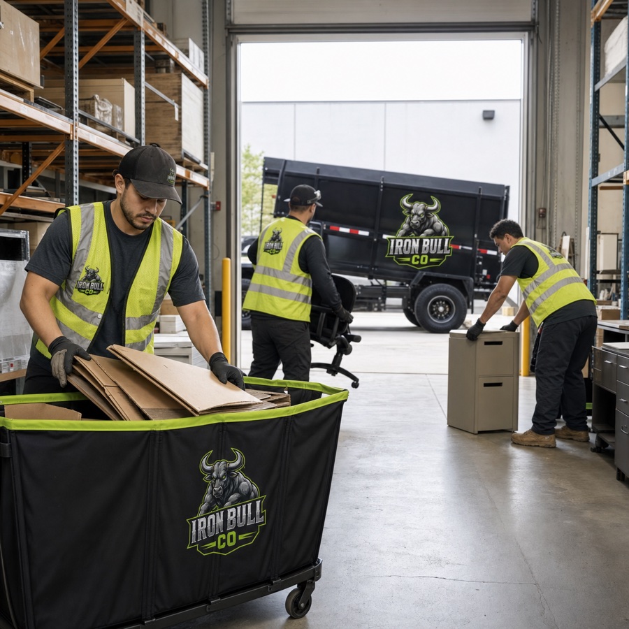 Iron Bull crew completing a commercial warehouse cleanout
