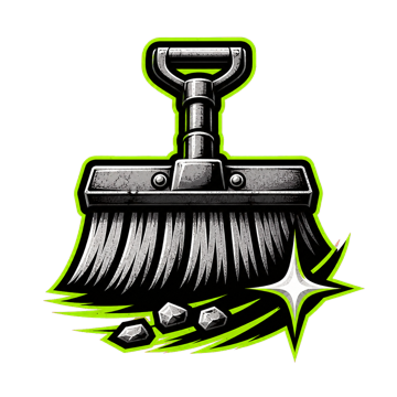 Broom and sparkle representing a clean site finish
